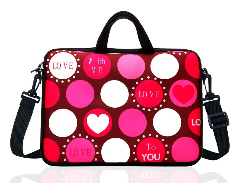 TAIDY 15.6-Inch Laptop Shoulder Bag Case Sleeve For 14 15" 15.6 Inch HP/Dell/Lenovo Red Heart - Image 2